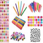 aizelx art craft kit 232pcs craft supplies puppet making infant baby crafts kids fun hobby play toys making craft supplies moving eyes sticks feathers DIY craft scrapbooking summer crafts