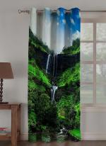 Amazures Polyester Blend Attractive Waterfall 3D Graphics Design Curtain - 4 x 7 feet