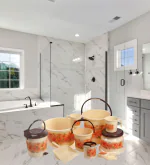 10 pcs Bathroom Accessories Set Plastic Bath Set Bathroom Bucket, Mug, Stool, Soap Case, Tub and Dustbin 10 Piece Combo Set for Home, Kitchen & Bathroom