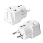 MX Conversion Plug Europe Type Schuko Plug to Universal Socket and 2 pin Socket Worldwide Travel Adapter, White (MX-3463) Pack of 2