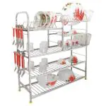 OSE Stainless Steel Kitchen Dish Rack | Plate Cutlery Stand | Kitchen Utensils Rack | Modern Kitchen Storage Rack (30 X 30 INCH)