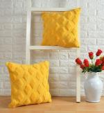 pepme Small diamonds barfi tufted cushion cover, Yellow, 16x16
