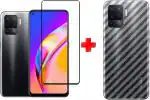 Oppo F19 Pro (2N1) Combo Pack FULL TEMPERED GLASS + Back Screen Protector By Tel, Ultra clear, 3D Carbon Fiber Ultra-Thin, & Full Glue Tempered + Back Cover Mobile Screen protector