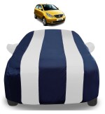Auto Hub Car Cover Compatible with Tata Indica Vista with Mirror Pockets, Triple Stitched, Water Resistant Car Body Cover, Navy, Silver