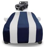 Auto Hub Car Cover Compatible with Mahindra Thar New (Model : 2020-Till Date) with Mirror Pockets, Triple Stitched, Water Resistant Car Body Cover, Navy, Silver