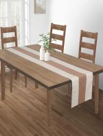SHADES OF LIFE Beige and Cream Color Block Cotton 6 Seater Table Runner (14 x 72 Inch) ( SOL_RNR_ClrBlk_14 72_po1 )