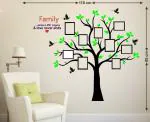 LANSTICK Multicolor Family Tree with Quote and Photo Frame Self Adhesive Wall Sticker