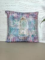 ZEBA World Square Cushion Cover for Sofa, Bed | Mughal Jharokha Print - Polycanvas | Multicolor - 16x16in(40x40cm) (Pack of 1)