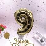 AMFIN 9 Number Foil Balloon Cake Topper Wedding Decor Party Kids Birthday Anniversary - Golden