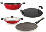 Nirlon 4 pcs of Red Non-stick Aluminium Kitchen Cookware Set