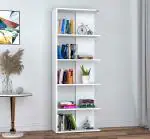 Jeffry Engineered Wood 5-Tier Floor Standing Bookcase / Bookshelf with 5 Shelves in Living Room Office ( White, D.I.Y)