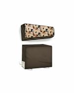 The Furnishing Tree 1 Ton Bluestar YATU Beige and Brown Floral PVC Split AC Cover Set (22.9 x 87.6 cm)