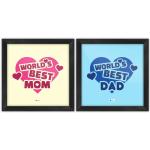 Indigifts Anniversary Gift For Mom Dad | Parents Quote Printed Poster Frame 8X8 Inches Set Of 2 | Wedding Anniversary Gift For Parents, Mummy-Papa-Birthday Gift, Fathers Day-Mothers Day Gift