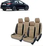 AUTO-SAFE Beige, Black Leather Car Seat Cover for Hyundai Verna Pack of 4