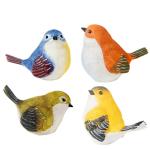 Wonderland Multicolor Resin Fat Bird Statue - 12.7 x 7.6 cms (Set of 4)