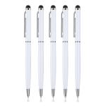 KK CROSI Sleek Design Pack of 5pcs White Colour Metal Pen with Stylus for Touch Screen Multi-function Pen