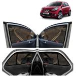 Kingsway Car Magnetic Sun Shades Curtains for Nissan Micra, Model Year : 2010 Onwards, Half Cut in Front Window, Color : Black, Cotton Mesh, Complete Set of 4 Piece