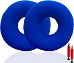 Fazista 2 Piece Inflatable Donut Seat Cushion Pillow - Pain Relief for Hemorrhoids/Piles Back / Lumbar Support (Blue)