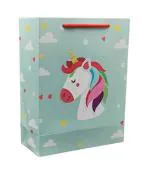 Tasche Paper Products Multicolor Paper Rainbow Unicorn Printed Gift Bags For Gifting Presents (9 x 7 x 3 Inch) Pack Of 10