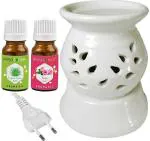 PeepalComm Ceramic Electric Aroma Diffuser Lamp ( Free Rose,Jasmin Aroma Oil 10ML 2 ) Aroma Oil, Diffuser (10 ml)