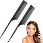 Xester Black Plastic Teasing Styling Anti Static Heat Resistant Rat Tail Comb (Pack Of 2)