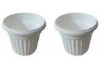 Audbhidhi Pots Plastic Garden Goa Flower Pot, for Home Gardening & Balcony White Colour, 10 Inch, 2 Pieces