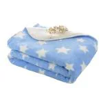 BUMTUM Super Soft New Born Baby Blanket | Wrapper Sheet For Baby Boys & Baby Girls | Star Pattern, Lightweight | Super Comfortable (100cm x 75cm, Sky Blue)