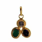 Shiv Ram Jyotish Kendra Onyx American Diamond Neeli Stone Pendant Original Certified Trishakti Education & Wealth Kavach With Gold Plated Chain Men Women Birth GemStone Energized