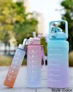 4tens Set of 3 Water Bottle with Motivational Time Marker, Leakproof Durable Non-Toxic Sipper Water bottle for office, School Gallon Water bottle for gym (Multicolour)