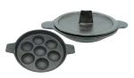 Trilonium ECOFE Cast Iron Paniyarakkal 7 Pits + Appam Pan With Lid 7 Inch