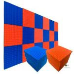 YGM Acoustic Foams Orange Blue Pyramid Soundproofing Acoustic Foam Tiles 1X1 - 1 inch ,Set Of 36