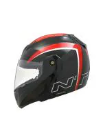 TVS Racing Ntorq Full Face, Flip Up Helmet with ABS Shell, ISI Certified, Scratch and UV Resistant Visor, Red-Black -L