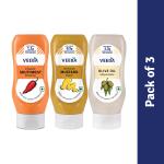 VEEBA AMERICAN MUSTARD SAUCE (320G) CHIPOTLE SOUTHWEST DRESSING (300G) OLIVE OIL MAYONNAISE (300G)