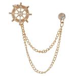PELUCHE Wheel Of Ship - Golden Colored Brooch/Lapel Pin For Men