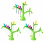 DeoDap Bird Plastic Fruit Fork Set with Stand 6 Forks in Bird Shape with Tree for Kitchen and Dining