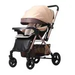 Safe-O-Kid Baby Travel Stroller/Pram for New Born/Toddler/Kid For 0 to 3 Years Travel Friendly with XL Canopy, 5 Point Safety Harness, One Hand Fold, Adjustable backrest, - Brown