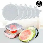 HEMIZA - Microwave Safe Silicone Stretch Lids reuseable Flexible Covers for Rectangle, Round, Square Bowls, Dishes, Plates, Cans, Jars, Glassware and Mugs (Free Size_Multicolor) (SE OF 6)