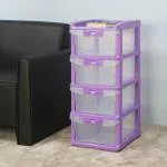 Nilkamal CHTR24 Voilet Plastic Four Layers Chest of Drawer 84 x 35.5 x 43 cm