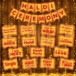 Zyozique Haldi Ceremony Decoration Items - Banner, Photo Booth Props & Rice Light (Pack of 17)