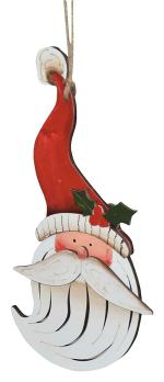 My Party Suppliers Long Beard Wooden Santa Decoration, Rustic Wood Santa Christmas Ornament, Christmas Decoration for Home, Xmas Decoration, Santa Door Decoration