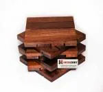 Hashcart Natural Sheesham Wood Table Coaster Set of 6 Water Glasses Cans Tumblers | Tabletop Coaster Tea Cups Coffee