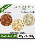 MR VEDA Flax Seeds, Watermelon Seeds and Sunflower Seeds Natural Fiber, Protein and Boost Immunity 900 g (Combo Pack of 3)