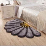 RYLIE Anti Slip Polyester Half Sun Flower Shaped Shaggy Door Mat|Bedside Runner | Area Rug|Carpet forDecorate Your Home, Living Room and Dining Hall ( 43x87 cm, Blue)