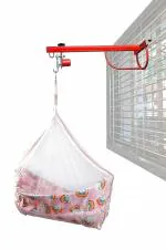 MY CRADLLE THE CRADLLE FOR GENIUS Automatic Baby Swing Cradle for New Born Babies with Metal Window Cradle Hanger and Mosquito Net(Red)