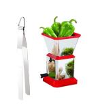 Blue Wonder Stainless Steel Roti Chimta Tong With Solid Plastic Chilly Cutter and Multicolour, Pack of 2