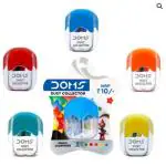 Doms Multicoloured Dust Collector Sharpener Blister Pack of 10, Multicolor