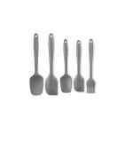 LISHONN 5 Piece Kitchen Tool Silicone Spoonula, Spatula and Basting Brush, Heat Resistant and Non-Stick Cookware Cooking Utensil Set, Dishwasher Safe, Black