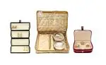 atorakushon Combo Golden 2 Bangle Chain Necklace Jewelry Pouch with Cream Ring Earring Box Satin Wardrobe Organizer Jewellery Vanity Box
