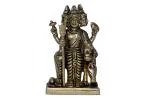 Kalarambh Brass Lord Brahma Vishnu Mahesh Idol Murti Statue for Home Office Pooja Puja Mandir Table Decor Gift Items Collectible Handicraft Art, Yellow, 2.6 x 1.2 x 4.1 Inch (L x W x H)