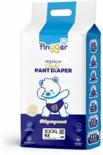 Pingger White Elastic Waistband Cotton Baby Diapers XXXL 18 - 35 kg (52 Pieces)